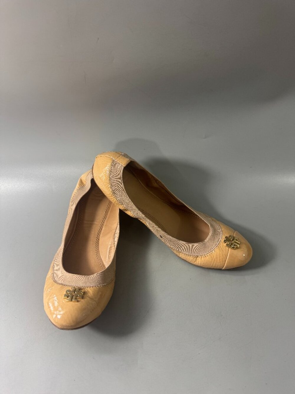 Tory Burch Jolie Tan Leather Ballet Flats, Size 8 1/2 M